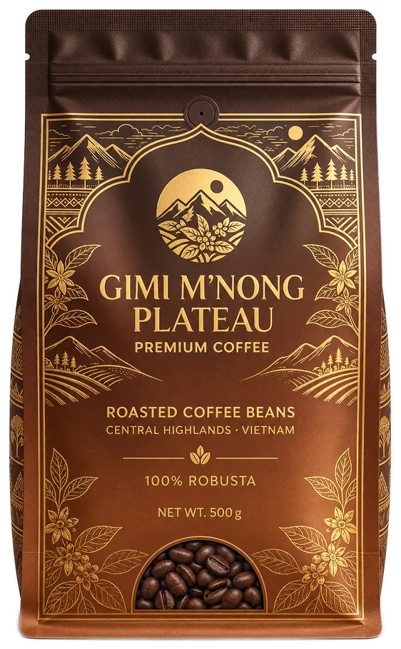 Túi cà phê hạt rang GIMI M'Nong Plateau 500 g