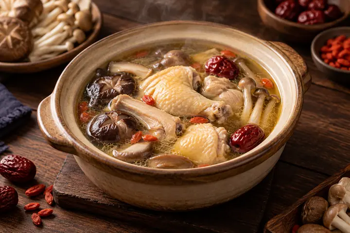 Canh gà nấm